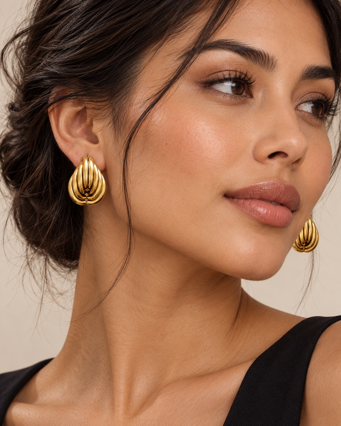 Lysandra 18K Gold Non-Tarnish Layered Teardrop Earrings