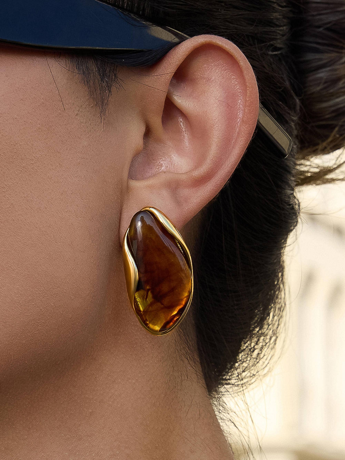 Maélie 18K Gold Non-Tarnish Resin Drop Earrings