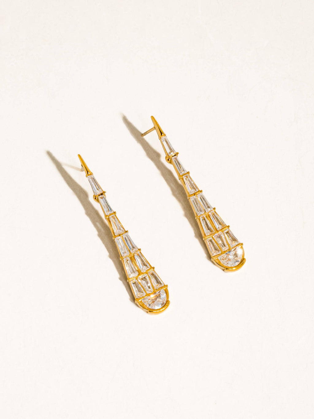 Ronze 18K Gold Non-Tarnish CZ Serpent Earrings